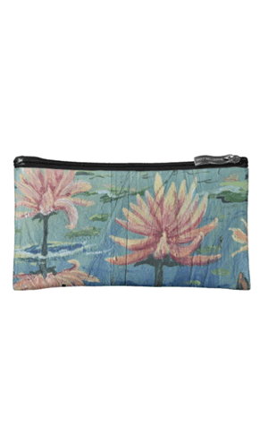 Small Custom Peach Lilies Cosmetic Bag